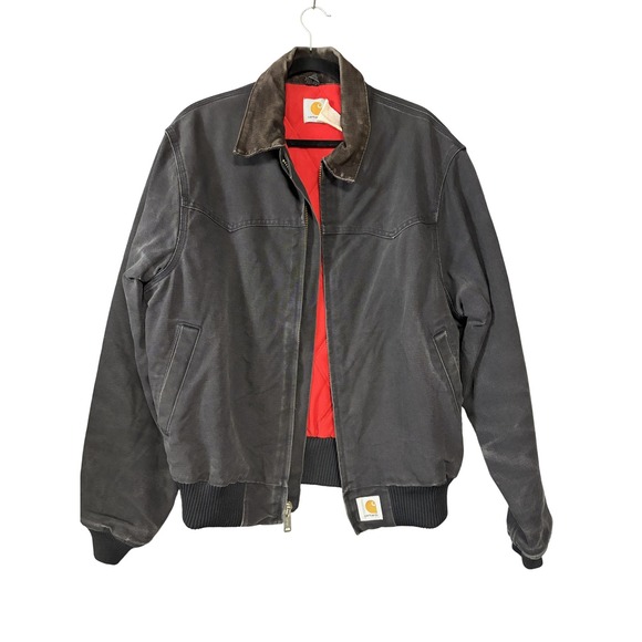 Carhartt Jacket Mens Large Brown Santa Fe Duck Canvas Corduroy Collar Quilted - Picture 1 of 16